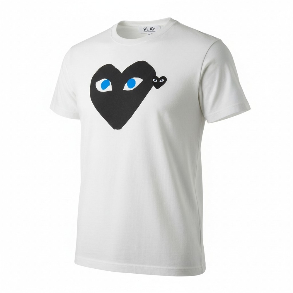 ✨️NWT✨️Comme des Garçons PLAY Unisex White Tee w/ Black Heart & Blue Eyes